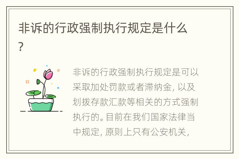 非诉的行政强制执行规定是什么？