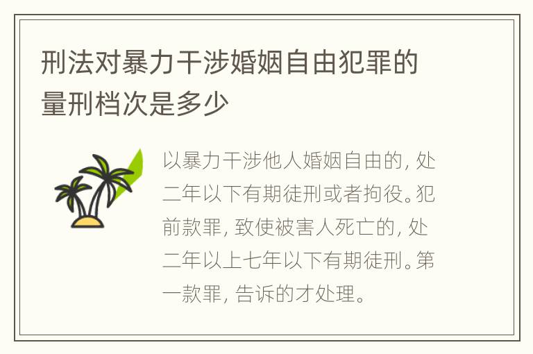 刑法对暴力干涉婚姻自由犯罪的量刑档次是多少