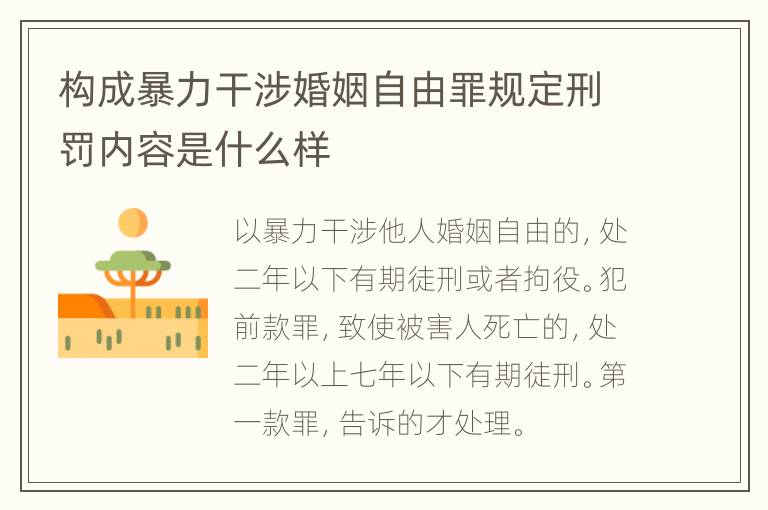 构成暴力干涉婚姻自由罪规定刑罚内容是什么样