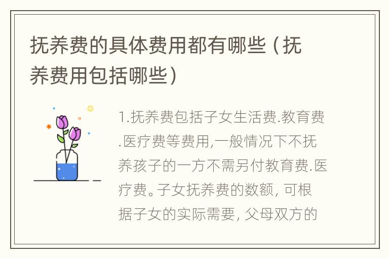 抚养费的具体费用都有哪些（抚养费用包括哪些）