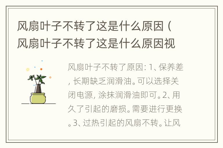 风扇叶子不转了这是什么原因（风扇叶子不转了这是什么原因视频）