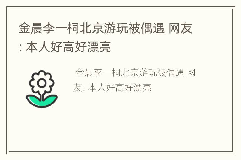 金晨李一桐北京游玩被偶遇 网友：本人好高好漂亮