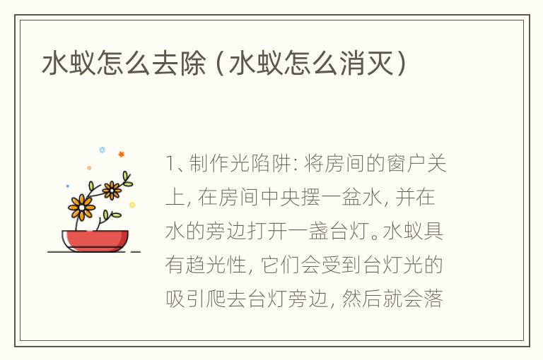 水蚁怎么去除（水蚁怎么消灭）