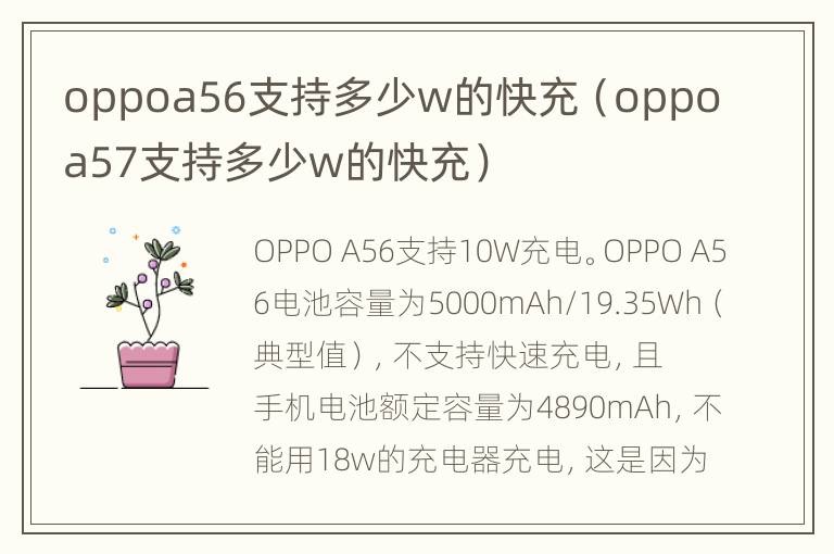 oppoa56支持多少w的快充（oppoa57支持多少w的快充）