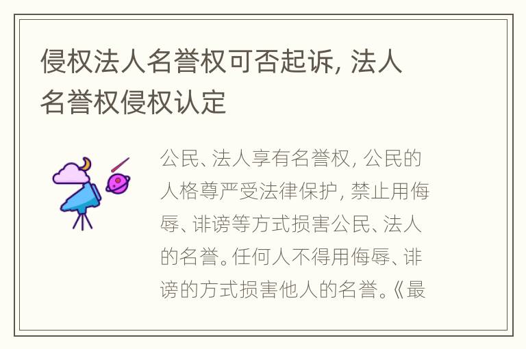 侵权法人名誉权可否起诉，法人名誉权侵权认定