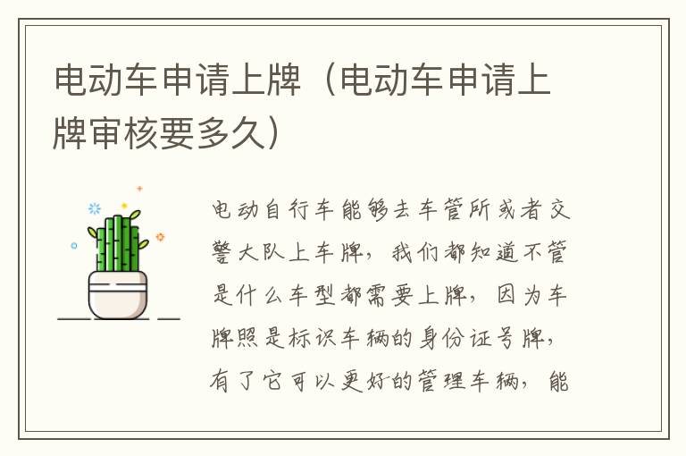 电动车申请上牌（电动车申请上牌审核要多久）