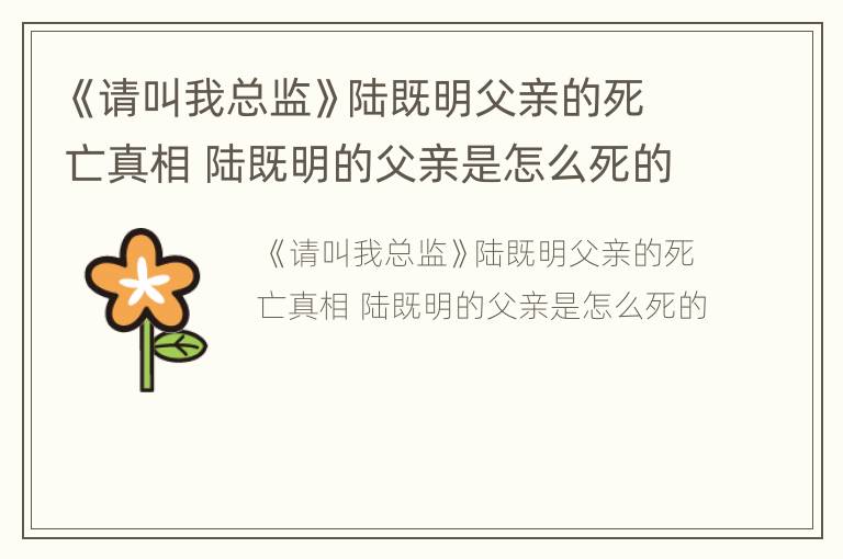 《请叫我总监》陆既明父亲的死亡真相 陆既明的父亲是怎么死的
