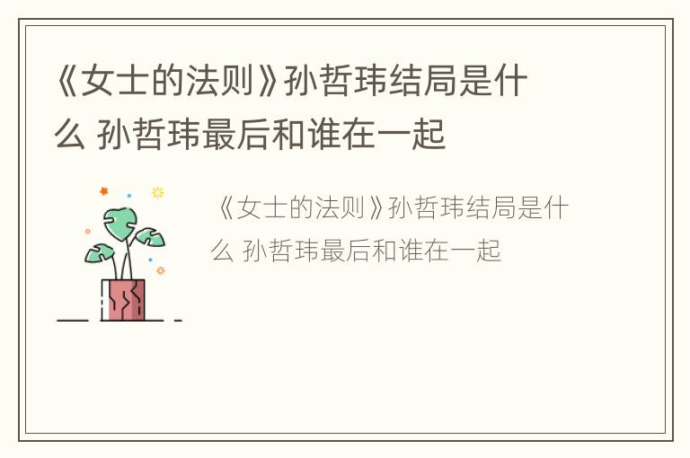 《女士的法则》孙哲玮结局是什么 孙哲玮最后和谁在一起