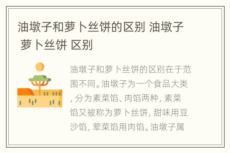 油墩子和萝卜丝饼的区别 油墩子 萝卜丝饼 区别