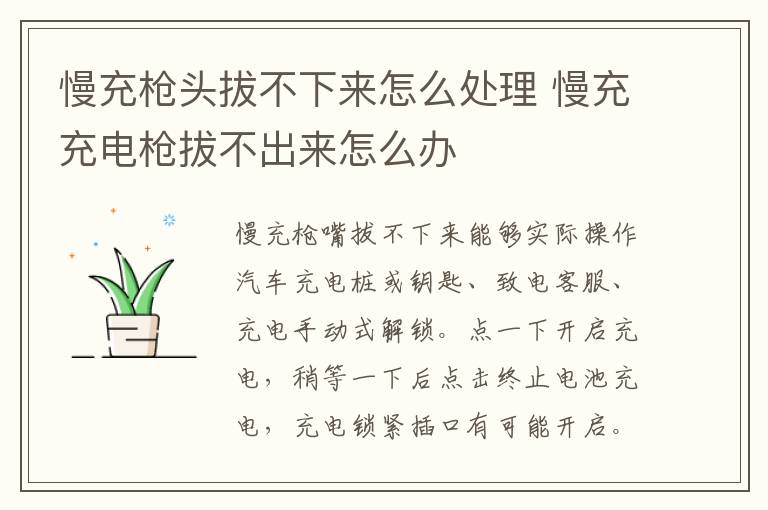 慢充枪头拔不下来怎么处理 慢充充电枪拔不出来怎么办