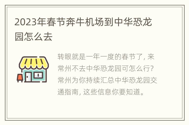 2023年春节奔牛机场到中华恐龙园怎么去