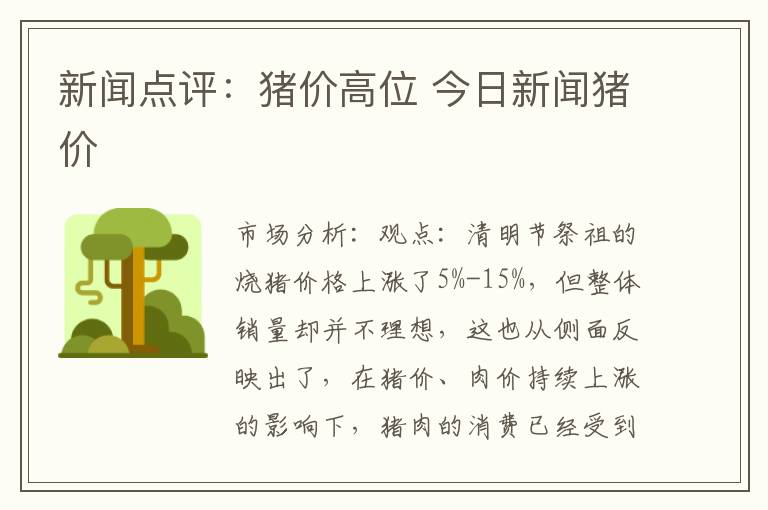 新闻点评：猪价高位 今日新闻猪价