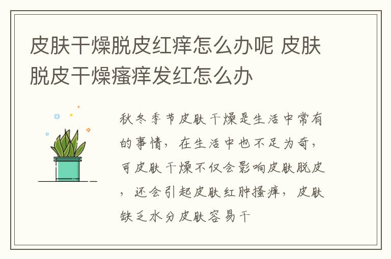 皮肤干燥脱皮红痒怎么办呢 皮肤脱皮干燥瘙痒发红怎么办