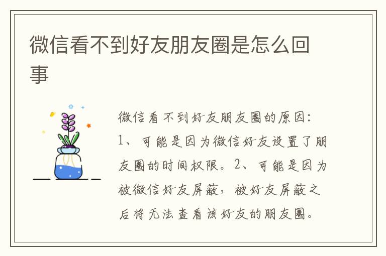 微信看不到好友朋友圈是怎么回事