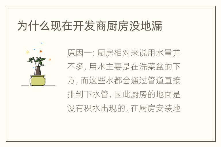 为什么现在开发商厨房没地漏