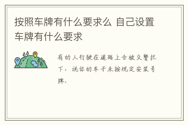 按照车牌有什么要求么 自己设置车牌有什么要求