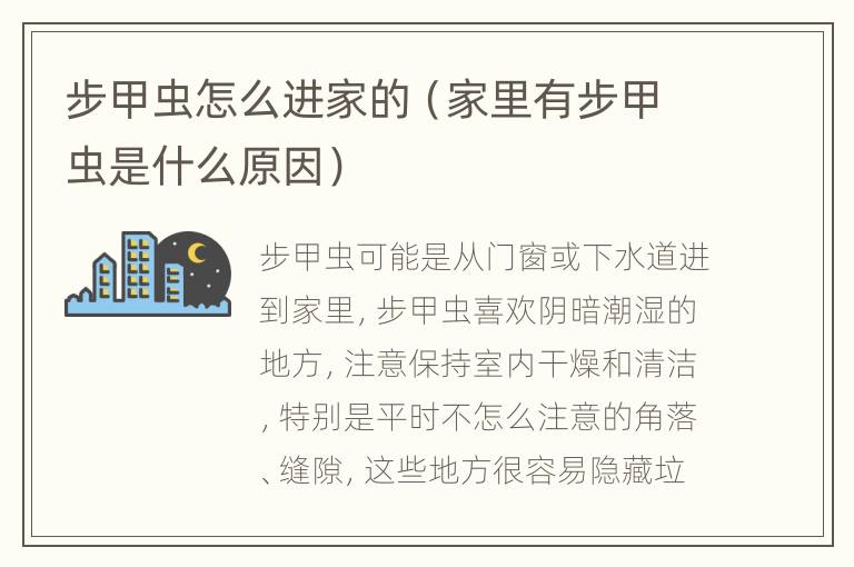 步甲虫怎么进家的（家里有步甲虫是什么原因）