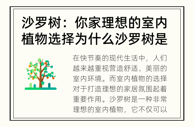 沙罗树：你家理想的室内植物选择 为什么沙罗树是理想的室内植物选择？
