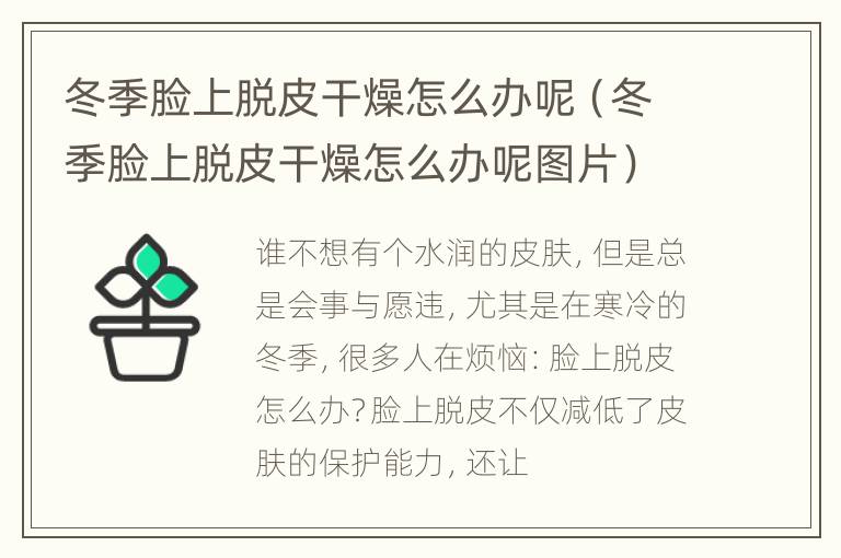 冬季脸上脱皮干燥怎么办呢（冬季脸上脱皮干燥怎么办呢图片）