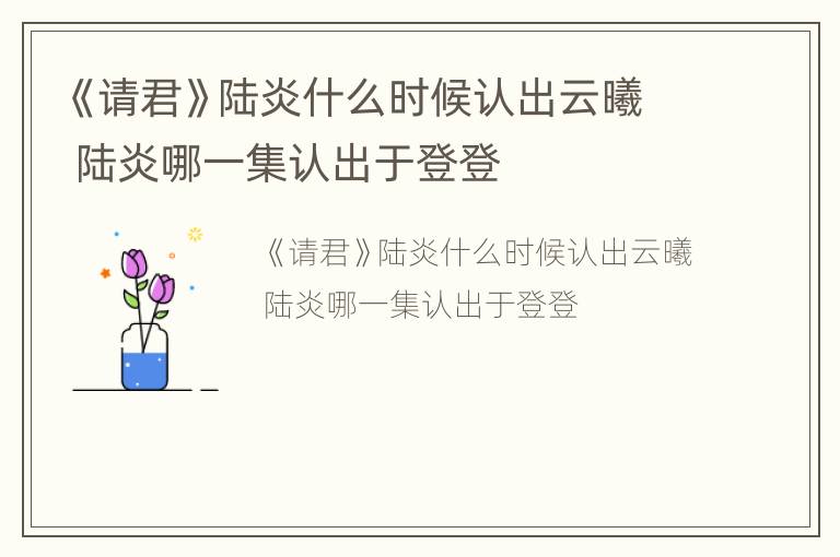 《请君》陆炎什么时候认出云曦 陆炎哪一集认出于登登