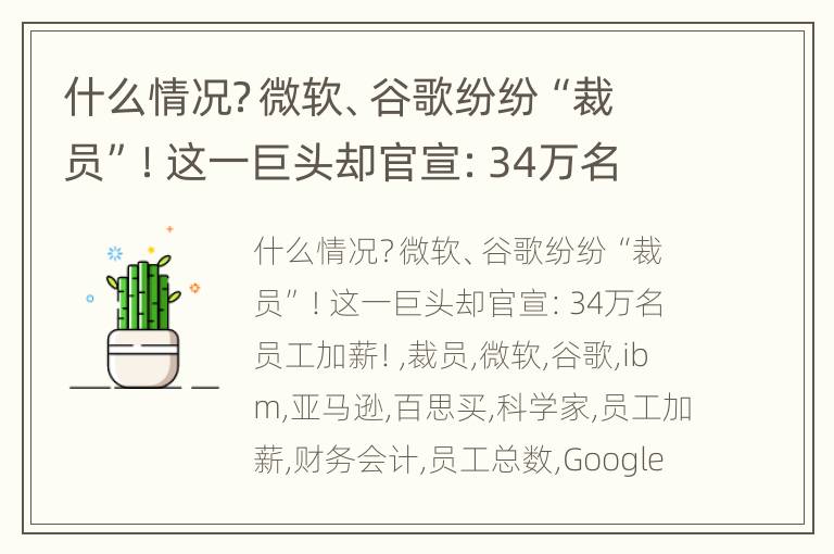 什么情况？微软、谷歌纷纷“裁员”！这一巨头却官宣：34万名员工加薪！
