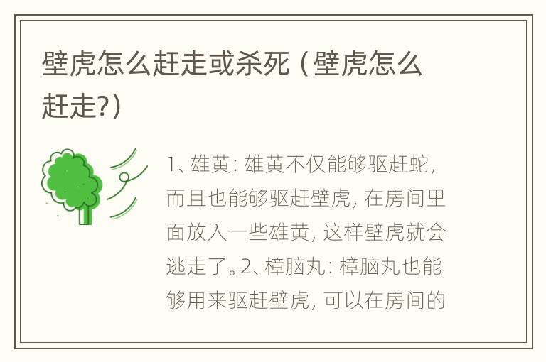 壁虎怎么赶走或杀死（壁虎怎么赶走?）