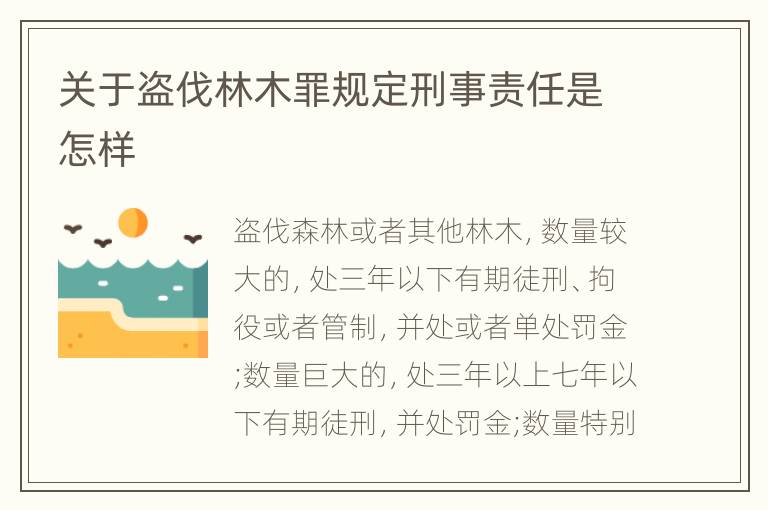 关于盗伐林木罪规定刑事责任是怎样