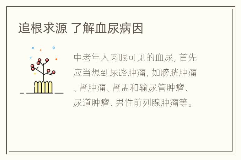 追根求源 了解血尿病因