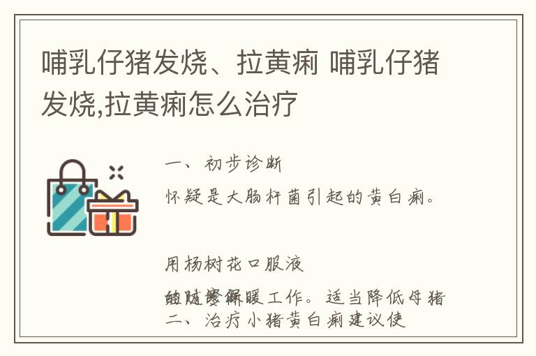 哺乳仔猪发烧、拉黄痢 哺乳仔猪发烧,拉黄痢怎么治疗
