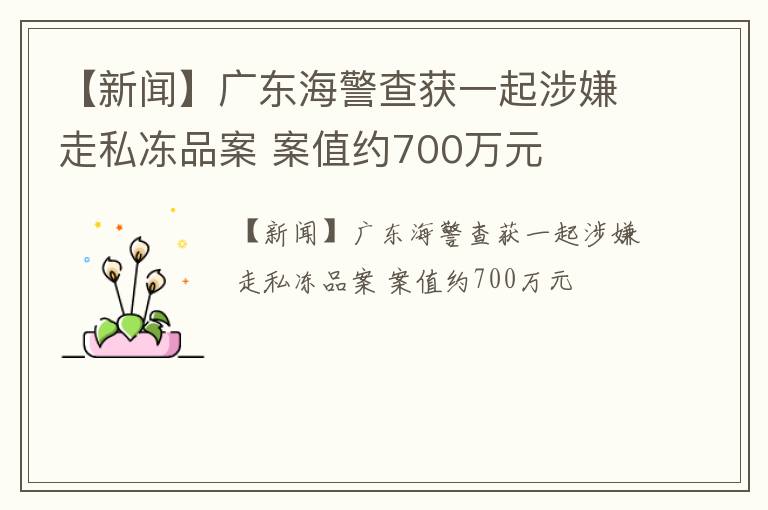 【新闻】广东海警查获一起涉嫌走私冻品案 案值约700万元