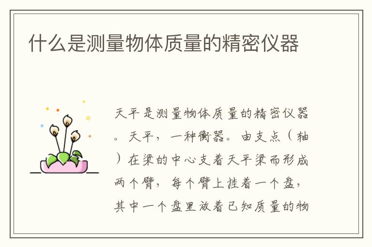 什么是测量物体质量的精密仪器