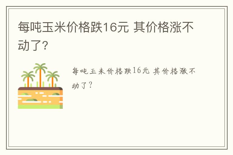 每吨玉米价格跌16元 其价格涨不动了?