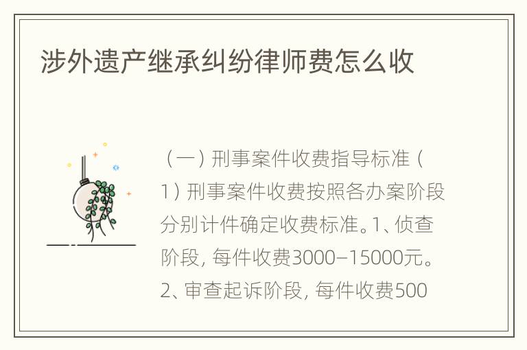 涉外遗产继承纠纷律师费怎么收