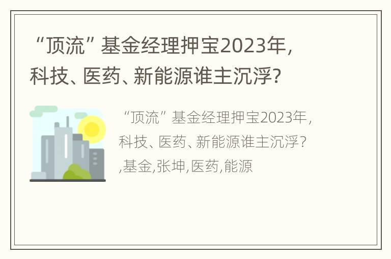 “顶流”基金经理押宝2023年，科技、医药、新能源谁主沉浮？