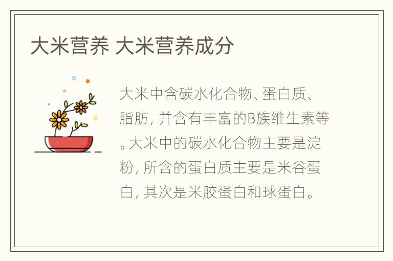 大米营养 大米营养成分