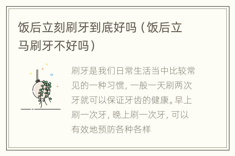 饭后立刻刷牙到底好吗（饭后立马刷牙不好吗）
