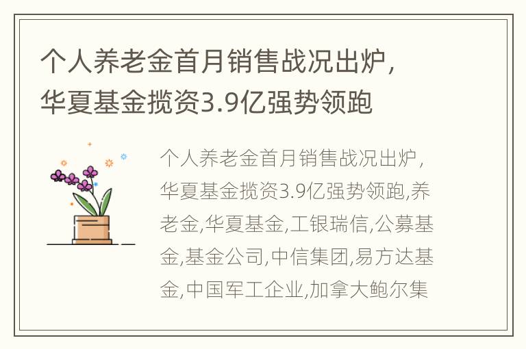 个人养老金首月销售战况出炉，华夏基金揽资3.9亿强势领跑