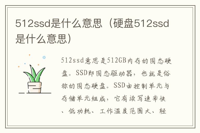 512ssd是什么意思（硬盘512ssd是什么意思）