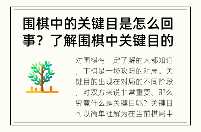 围棋中的关键目是怎么回事？ 了解围棋中关键目的重要性