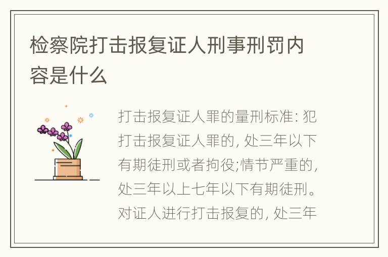 检察院打击报复证人刑事刑罚内容是什么