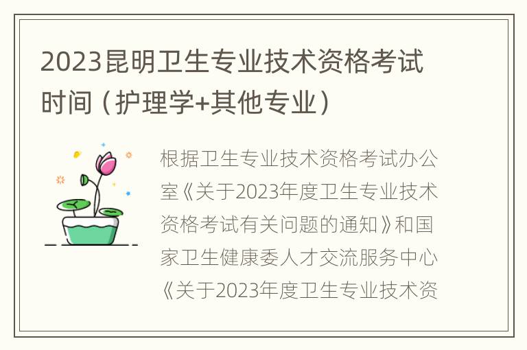 2023昆明卫生专业技术资格考试时间（护理学+其他专业）