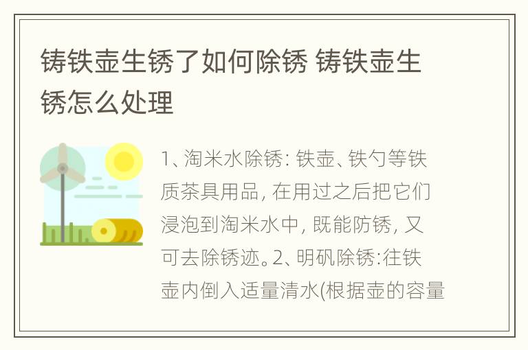 铸铁壶生锈了如何除锈 铸铁壶生锈怎么处理