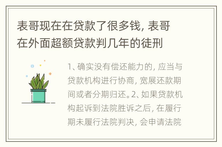 表哥现在在贷款了很多钱，表哥在外面超额贷款判几年的徒刑