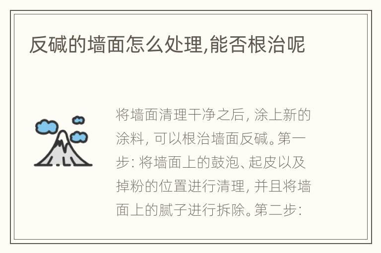 反碱的墙面怎么处理,能否根治呢