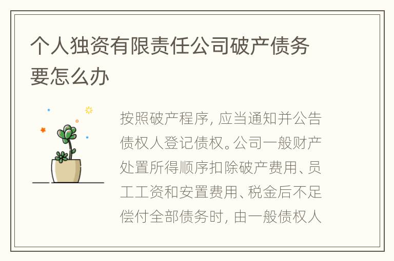个人独资有限责任公司破产债务要怎么办