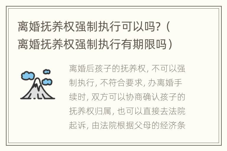 离婚抚养权强制执行可以吗？（离婚抚养权强制执行有期限吗）
