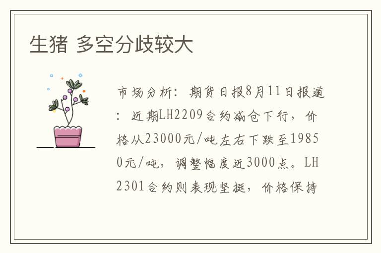 生猪 多空分歧较大