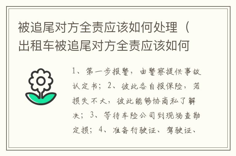 被追尾对方全责应该如何处理（出租车被追尾对方全责应该如何处理）