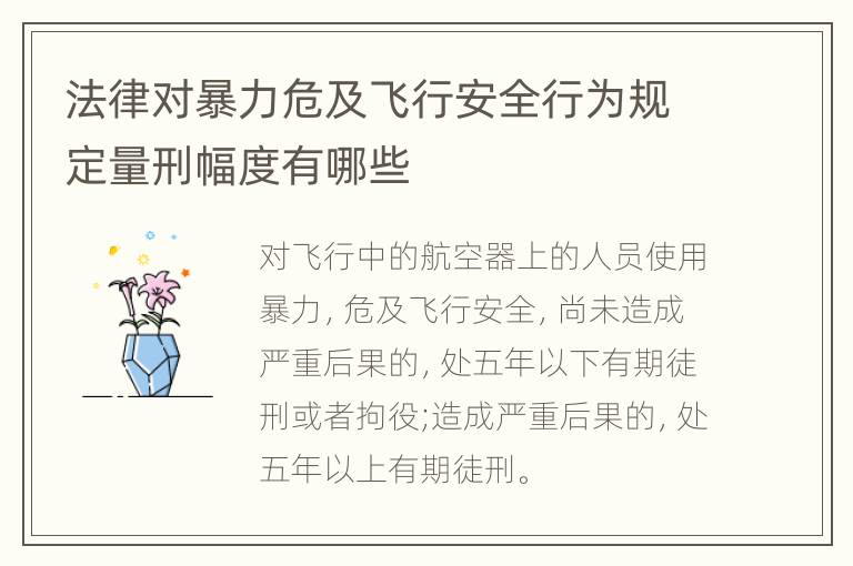 法律对暴力危及飞行安全行为规定量刑幅度有哪些