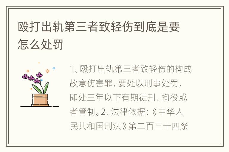 殴打出轨第三者致轻伤到底是要怎么处罚